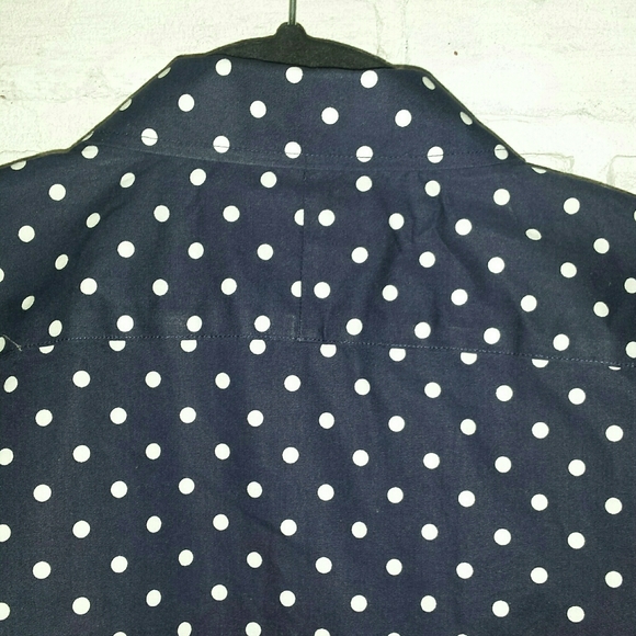 Lauren Ralph Lauren Navy Blue Polkadot Non Iron Button Down Shirt S - Picture 9 of 13